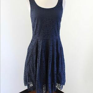 J crew navy swirling lace dress size 6 fit and flare